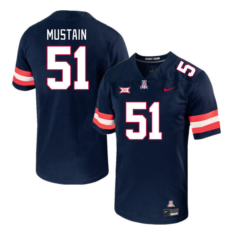 Men #51 Tyler Mustain Arizona Wildcats Big 12 Conference College Football Jerseys Stitched-Navy